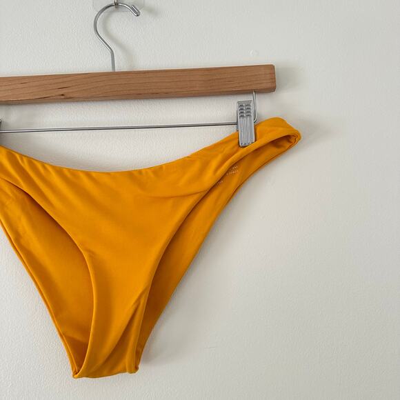 Midori Bikinis Brooke Mid-Rise High Cut Leg Bikini Bottom Yellow L - Picture 4 of 4